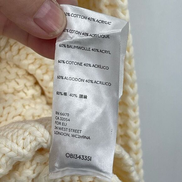 Free People Cream Dream Cable Knit Oversized Fisherman Sweater Size XS - Picture 5 of 6